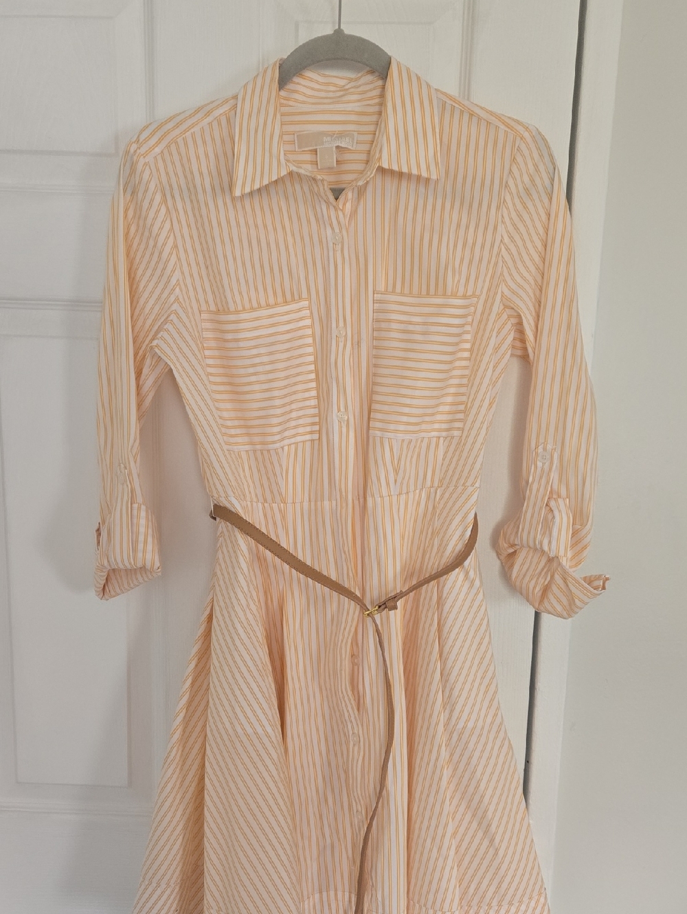 NWOT MICHAEL KORS Midi Button Up Shirt Dress With Belt Sz 6